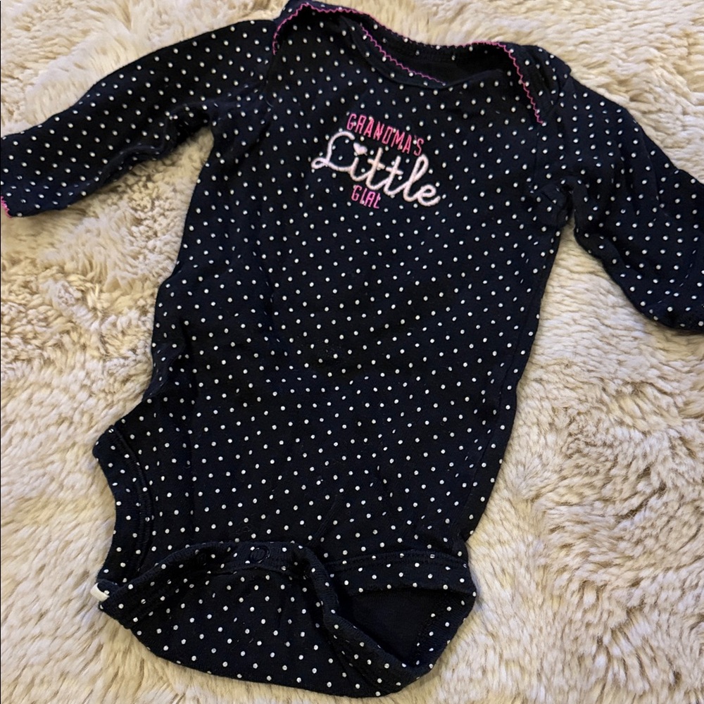 Carters Grandmas Little Girl Charming Navy Polka Dot Bodysuit for Baby 3m